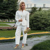 Women's Two-Piece Suit Set with a V-Neck Blazer and Straight-Leg Pants