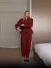 Women's Two-Piece Suit Set with a V-Neck Blazer and Straight-Leg Pants