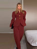 Women's Two-Piece Suit Set with a V-Neck Blazer and Straight-Leg Pants