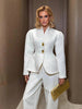 Women's Two-Piece Suit Set with a V-Neck Blazer and Straight-Leg Pants