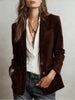 Women's Suede-Effect Blazer with a Notched Collar and Multiple Pockets in Brown or Dark Red