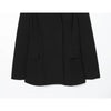 Women's Black Stand Collar Blazer with Long Sleeves and Front Flap Pockets