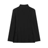 Women's Black Stand Collar Blazer with Long Sleeves and Front Flap Pockets