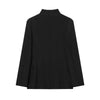Women's Black Stand Collar Blazer with Long Sleeves and Front Flap Pockets