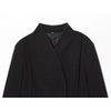 Women's Black Stand Collar Blazer with Long Sleeves and Front Flap Pockets