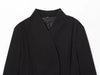 Women's Black Stand Collar Blazer with Long Sleeves and Front Flap Pockets