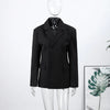 Women's Black Slim-Fit Blazer with a V-Neck and Single-Button Front for Autumn and Winter