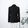 Women's Black Slim-Fit Blazer with a V-Neck and Single-Button Front for Autumn and Winter