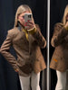 Women's Brown Tweed Blazer with Glitter Detail and a Single-Breasted Front