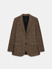Women's Brown Tweed Blazer with Glitter Detail and a Single-Breasted Front