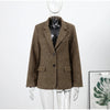 Women's Brown Tweed Blazer with Glitter Detail and a Single-Breasted Front