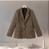 Women's Brown Tweed Blazer with Glitter Detail and a Single-Breasted Front