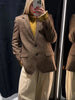 Women's Brown Tweed Blazer with Glitter Detail and a Single-Breasted Front