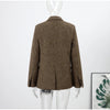 Women's Brown Tweed Blazer with Glitter Detail and a Single-Breasted Front