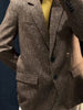 Women's Brown Tweed Blazer with Glitter Detail and a Single-Breasted Front