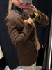 Women's Brown Tweed Blazer with Glitter Detail and a Single-Breasted Front
