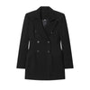 Women's Black Double-Breasted Blazer with Notched Lapels and Long Sleeves