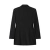 Women's Black Double-Breasted Blazer with Notched Lapels and Long Sleeves