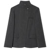 Women's Dark Gray Cropped Asymmetrical Blazer with Long Sleeves