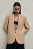Women's Deep V-Neck Slim-Fit Blazer with Long Sleeves and a Single-Button Front