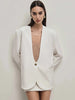 Women's Deep V-Neck Slim-Fit Blazer with Long Sleeves and a Single-Button Front