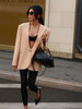 Women's Deep V-Neck Slim-Fit Blazer with Long Sleeves and a Single-Button Front