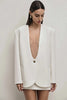 Women's Deep V-Neck Slim-Fit Blazer with Long Sleeves and a Single-Button Front