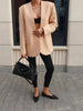 Women's Deep V-Neck Slim-Fit Blazer with Long Sleeves and a Single-Button Front