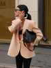 Women's Deep V-Neck Slim-Fit Blazer with Long Sleeves and a Single-Button Front
