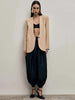 Women's Deep V-Neck Slim-Fit Blazer with Long Sleeves and a Single-Button Front