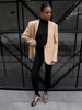 Women's Deep V-Neck Slim-Fit Blazer with Long Sleeves and a Single-Button Front