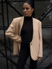 Women's Deep V-Neck Slim-Fit Blazer with Long Sleeves and a Single-Button Front
