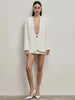 Women's Deep V-Neck Slim-Fit Blazer with Long Sleeves and a Single-Button Front