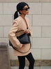 Women's Deep V-Neck Slim-Fit Blazer with Long Sleeves and a Single-Button Front