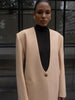 Women's Deep V-Neck Slim-Fit Blazer with Long Sleeves and a Single-Button Front