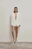 Women's Deep V-Neck Slim-Fit Blazer with Long Sleeves and a Single-Button Front