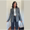 Women's Single-Breasted Blazer with Long Sleeves and Lapels in Black or Gray