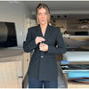 Women's Single-Breasted Blazer with Long Sleeves and Lapels in Black or Gray