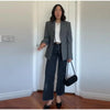 Women's Single-Breasted Blazer with Long Sleeves and Lapels in Black or Gray