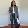 Women's Single-Breasted Blazer with Long Sleeves and Lapels in Black or Gray