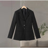Women's Single-Breasted Blazer with Long Sleeves and Lapels in Black or Gray