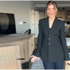 Women's Single-Breasted Blazer with Long Sleeves and Lapels in Black or Gray
