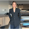 Women's Single-Breasted Blazer with Long Sleeves and Lapels in Black or Gray