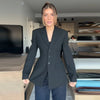 Women's Single-Breasted Blazer with Long Sleeves and Lapels in Black or Gray