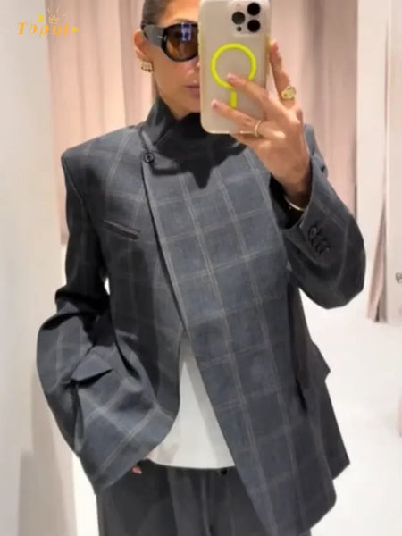 Women's Plaid Blazer