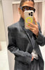 Women's Irregular Plaid Blazer with a Stand Collar and Split Hem in Three Colors