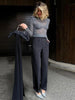 Women's Irregular Plaid Blazer with a Stand Collar and Split Hem in Three Colors
