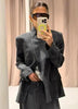 Women's Irregular Plaid Blazer with a Stand Collar and Split Hem in Three Colors