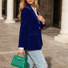 Women's Velvet Blazer with Notched Lapels and a Button Front in Four Colors