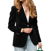 Women's Velvet Blazer with Notched Lapels and a Button Front in Four Colors